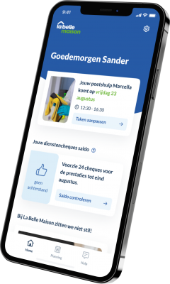 Applicatie mobiel La Belle Maison met taken en Sodexo overzicht