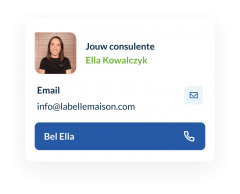 Contactopname met consulent van La Belle Maison Applicatie scherm